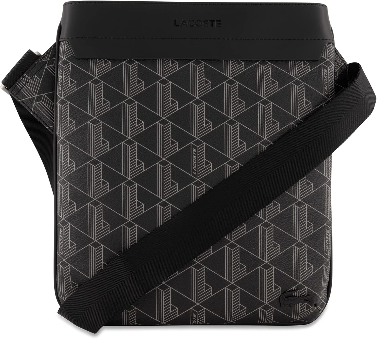lacoste mens nh4260lx black gray monogram crossover bag monogram black gray