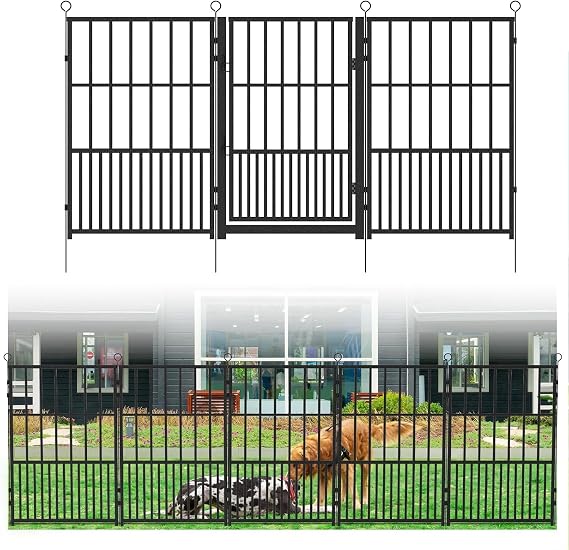 Kfvigoho 8 Panels No Dig Garden Fence 17 ft(L) X 40 in(H) Animal Barrier