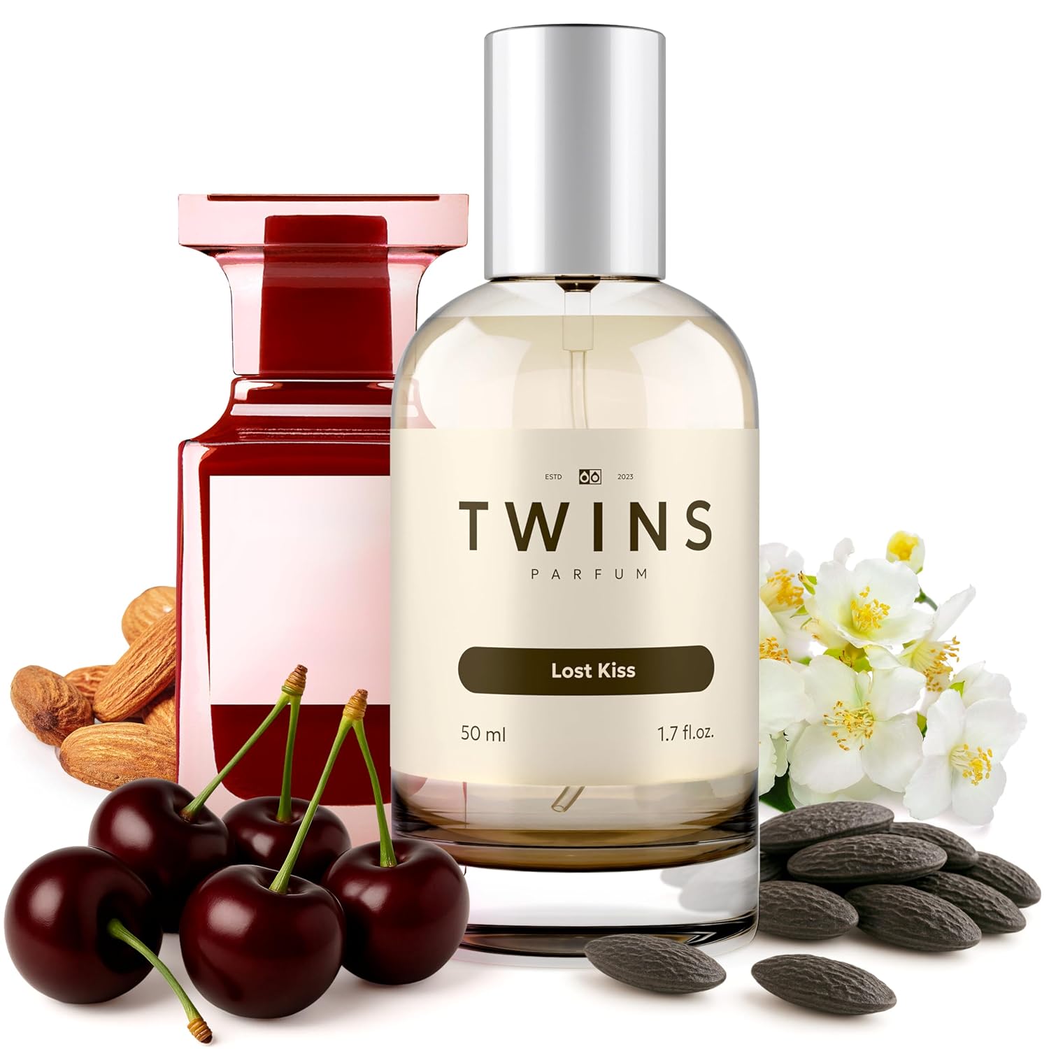 TWINS - Impression by Lost Chery - Luxury Unisex Perfume - Clean Ingredients, Paraben Free, Cruelty Free, Vegan Spray - Eau De Parfum Spray - Lost Kiss - Fragrance 1.7 fl. Oz. 50ml