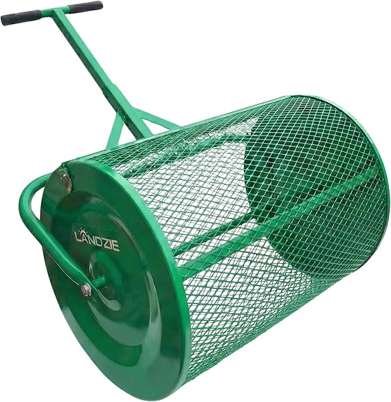 LANDZIE - Compost Spreader 24 Inch, Peat Moss & Top Soil Roller