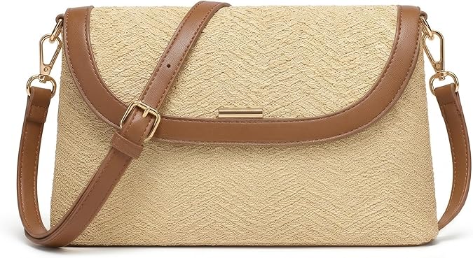 CHUNLI Straw Tote Bag for Women, Woven Raffia Straw Purse, Boho Beach Bag with PU Handle, Summer Vacation Resort Shoulder Bag