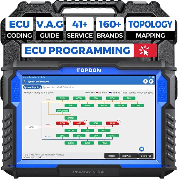 TOPDON Phoenix XLink Scan Tool, ECU Programming, Online ECU Coding | Topology Mapping, 41 Services, Bi-Directional Scanner, CAN FD/DoIP, 2 Years Free Update, Upgraded of Phoenix Plus 2
