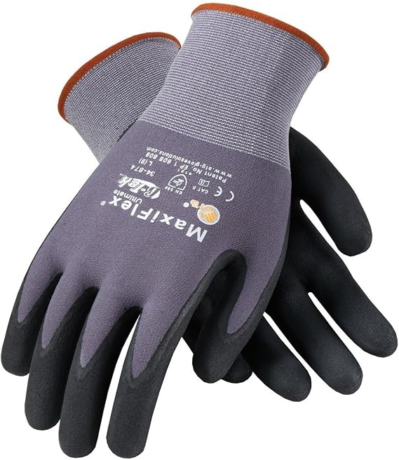 MaxiFlex 34-874 Gloves Nitrile Micro-Foam Grip Palm & Fingers - Excellent Grip and Abrasion Resistance