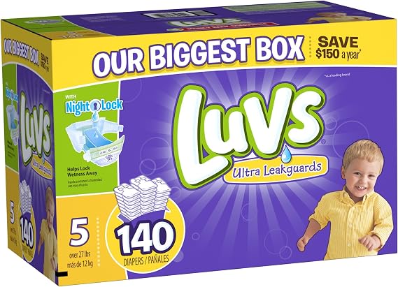 luvs diapers size 5, 140 count