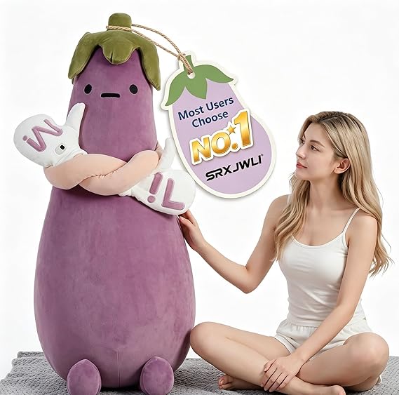 Eggplant Pillow Hug Sleep Patting Plush Pillow for Adults Smart Rc Pat Arm Partner Comfort for Side Sleepers Ultimate Sleeping Throw Bed Couch Washable Buddy Decorative(Recording,Large)
