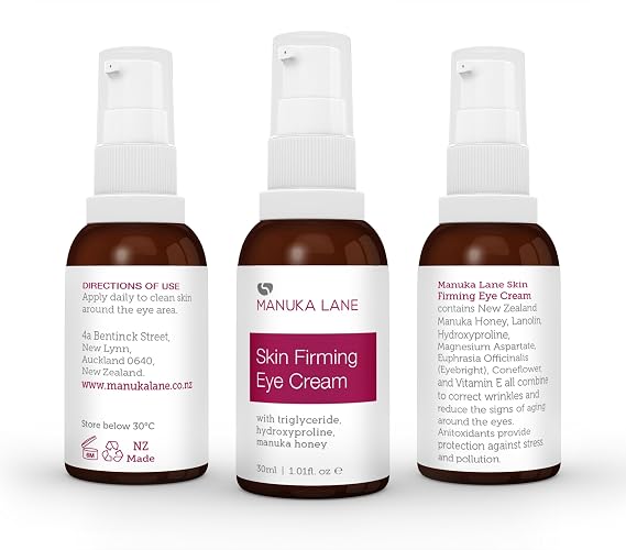 Manuka Lane Skin Firming Eye Cream with Vitamin E and All Natural New Zealand Manuka Honey - Natural Illuminating Moisturizer for your Precious Eyes