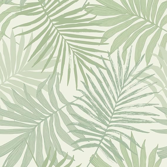 VEELIKE Boho Palm Leaf Peel and Stick Wallpaper Green Tropical Wallpaper for Bedroom Bathroom Renters 17.7''x118'' Prepasted Self Adhesive Tropical Leaf Contact Paper for Cabinets Drawers Shelves