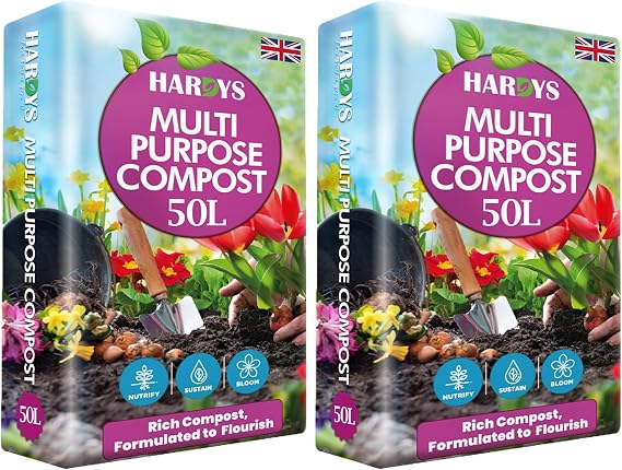 Hardys 100L Multi Purpose Compost - Potting & Seed Compost for Outdoor Plants | All Purpose Indoor Plants Potting | Nutrient Rich Fertiliser for Garden, Pots, Planter Beds