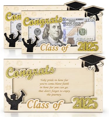 2025 Graduation Gifts Money Holder,3 Pcs Wooden Graduation Gifts Money Cards Envelope Wallet Gifts for Graduates, High School,Graduation Party Favor Supplies