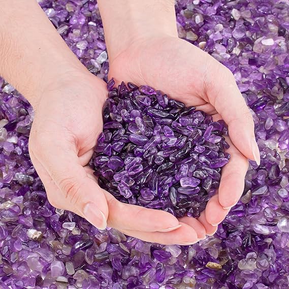 5-7mm Amethyst Quartz Crystal Chips Bulk, Purple Crushed Stones Natural Gemstones Healing Reiki Crystals Mini Quartz Vase Filler Aquarium Gravel Rocks 180g