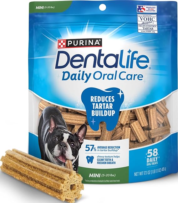Dentalife Purina Daily Oral Care Dental Dog Treats for Small Dogs, 58 ct