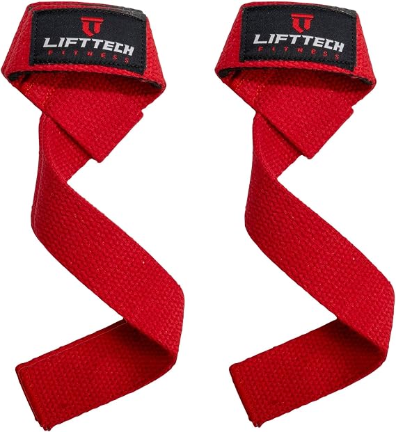 Lift Tech Fitness Weight Lifting Straps For Men and Women - Cotton Gym Straps for Weightlifting, HIIT, Strength Training - Pull ups & Deadlift Straps - Lifting Wrist Straps - One Size