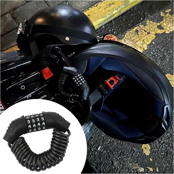Motorcycle Helmet Lock with Combination Lock,Retractable Motorcycle Locks Anti Theft & Motorcycle Helmet Accessories,Multipurpose Helmet Locks for Motorcycles and Bicycles