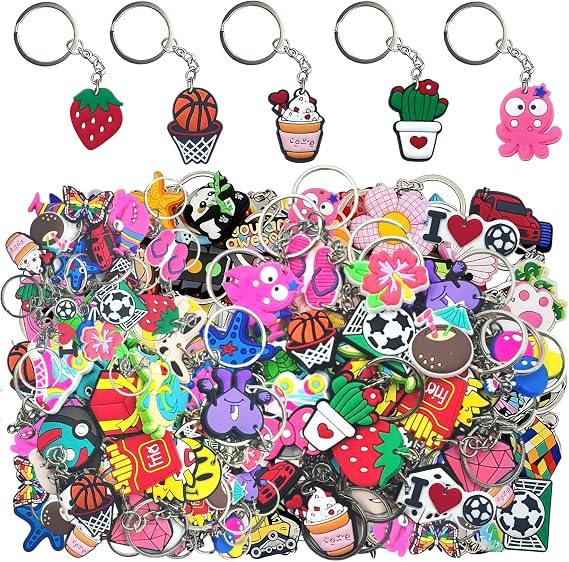 30-Piece Assorted Cute Keychains Set, Mixed Design Keyring Collection Stylish Charms Keychains for Adult Gifts