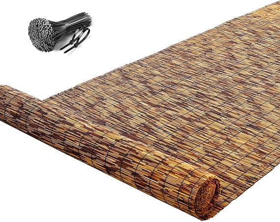 Natural Bamboo Fencing Rolls 2ft 3ft 4ft 5ft 6ft High Bamboo Fence Bamboo Screen Curtain,Outdoor Garden Bamboo Fencing Patio Fencing Divider Fence Roll(H0.61xL2m/H2xL6.6ft)