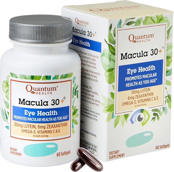 Quantum Health Macula 30+ Eye Supplement Lutein Zeaxanthin, 60 Softgels | Promotes Macular & Retinal Health, Doctor-Formulated, 30 mg Lutein, 6 mg Zeaxanthin, Omega-3, Vitamins C & E, For Women & Men