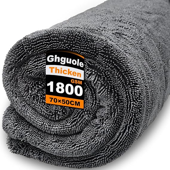 Car Drying Towel Extra Large,1800GSM Drying Towel Car Detailing,Double-Sided Thickened Microfibre Towels,Super Absorbent Lint-Free Cars Cleaning Cloths for Fast Drying,Washing (50 * 70)