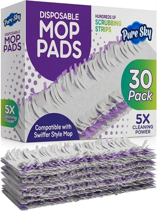 30 Pack Power Mop Refills, Pads for Swiffer PowerMop Upgraded Design with Full Width, Improved Absorbent Layer, 5X Cleaning Heavy Duty Replacement Compatible with Swiffer Power Mop Pads, Bulk Pack