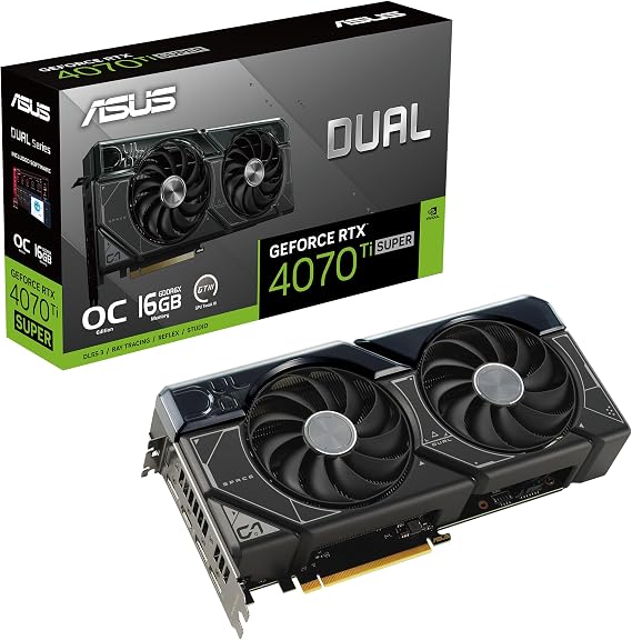 ASUS Dual GeForce RTX 4070 Ti Super OC Edition (PCIe 4.0, 16GB GDDR6X, DLSS 3, HDMI 2.1a, DisplayPort 1.4a, 2.56-Slot Design, Axial-tech Fan Design, Auto-Extreme Technology),