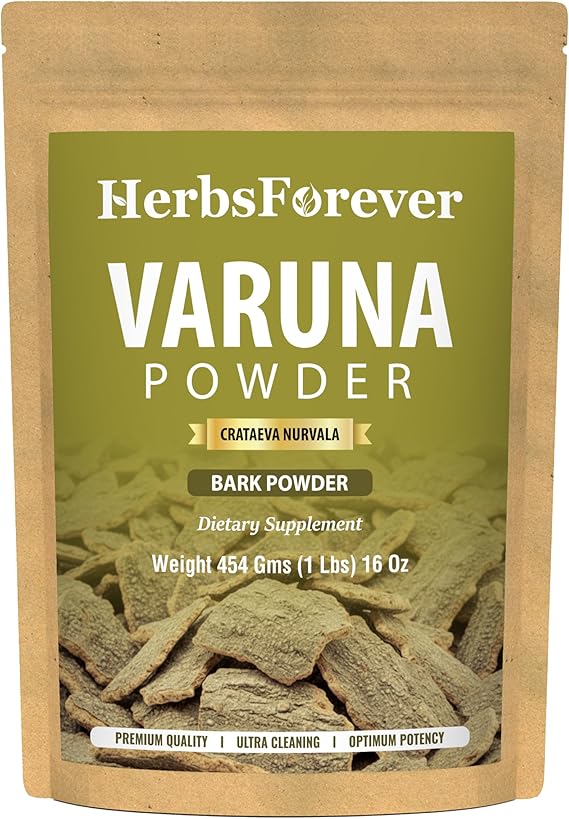HerbsForever Varuna Powder Crataeva Nurvala Prostate Health Support Prostatic, Kidneys, Gall Bladder and Urinary Tract Health Non GMO, Organic, Vegan 454 GMS