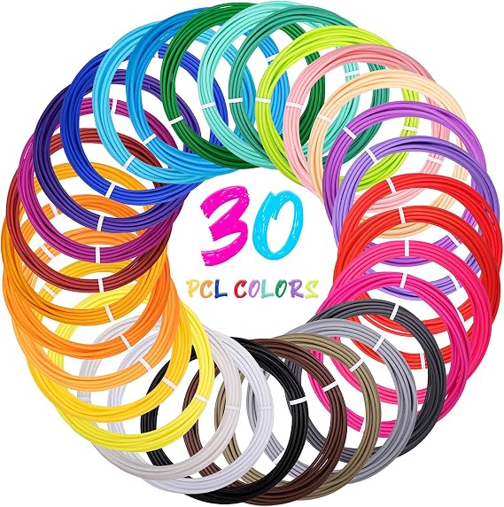 Kretrum 30 Colors 3D Pen Filament Riflls 1.75mm PCL Filament Refills for MYNT3D Junior2 3D Pen NOT Fit 3Doodler Start Pen Per Color 10Ft Total 300Ft
