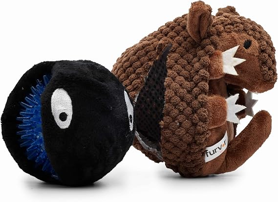 Flourish Pets 3 in 1 Multi-Layer Chew Toy for Active Dogs | Non-Toxic BPA Free Double Stitched Soft Fabric Exterior Dog Toys | Long-Lasting Dog Plush Toys Small Armadillo 5.5"