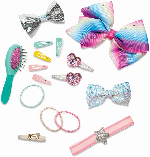 Glitter Girls 14-Inch Doll Hair Play Set, 16 Styling Accessories, Pegged | 16-piece hair styling set with bows, clips, elastics, headband, and GG brush for most 14-inch dolls, Hair Play Set, 3+ Years