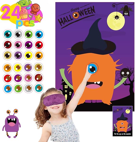 Funnlot Halloween Games for Kids, Pin The Eye on The Monster Party Games