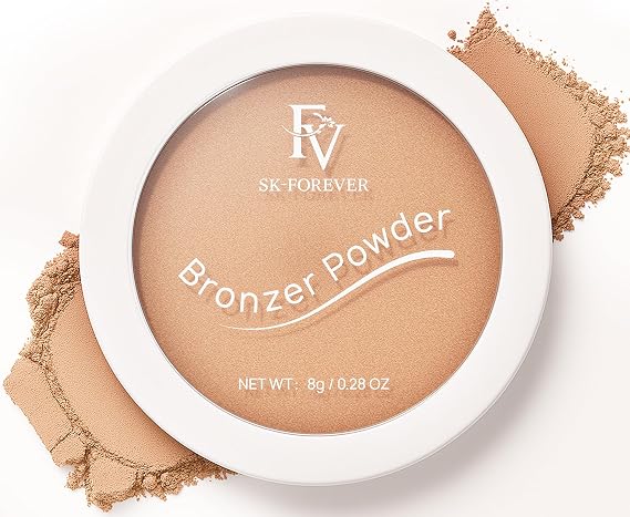 FV Bronzer Powder, Long Lasting Talc-Free Smooth Bronzing Powder, Buildable with Natural Glow Matte Finish, Contour Cheeks, Waterproof Bronzers for Fair Light Skin Tones (Light Bronzer, 0.28 oz)