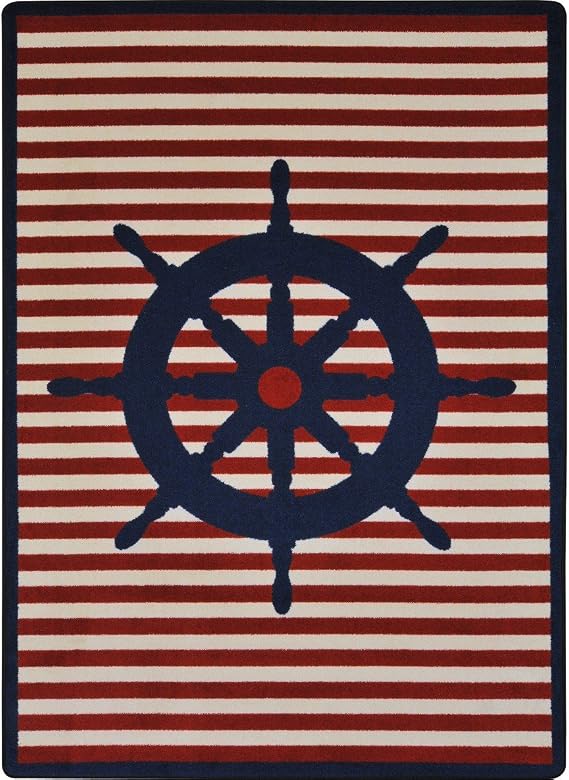 Joy Carpets Kid Essentials Set Your Course Childrens Rugs, Blue, 5'4" x 7'8"