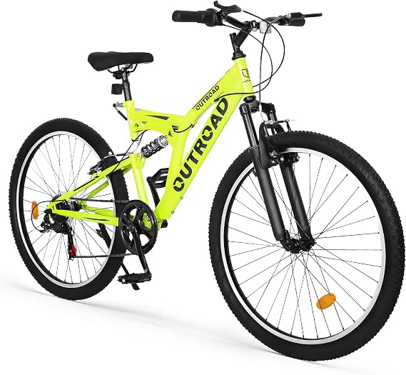26 Inch Mountain Bike, 7-Speed High-Carbon Steel/Aviation Grade Frame with Dual Suspension, Adjustable Ergonomic Seat for Adults