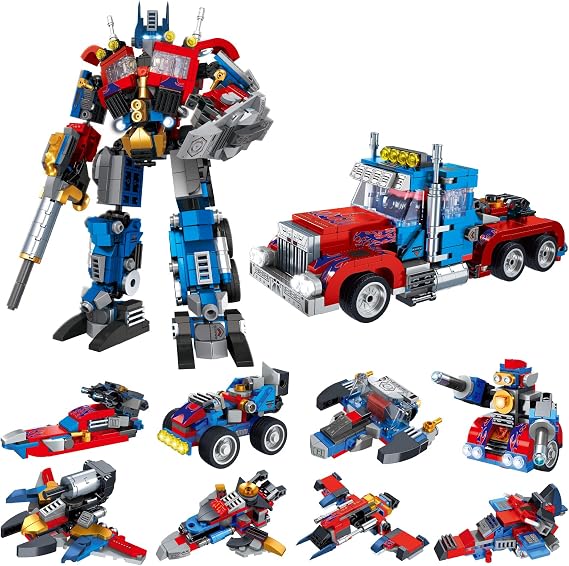 Transforming Robot Building Sets Easter 8 in 2 Robot Vehicle Models 769 PCS Creative Assembly Display Gift Christmas Birthday Ages 14+