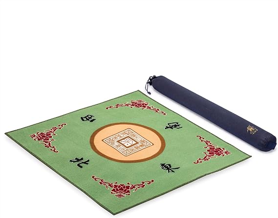 Yellow Mountain Imports Table Cover for Mahjong, Poker, Card Games, Board Games, Tile Games, and Dominoes - Green, 31.1 Inches