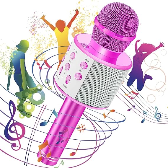 Global UsbA+TF Sd Card+3.5mm Bluetooth Karaoke Microphone Pink WNE0069 with Aux Input