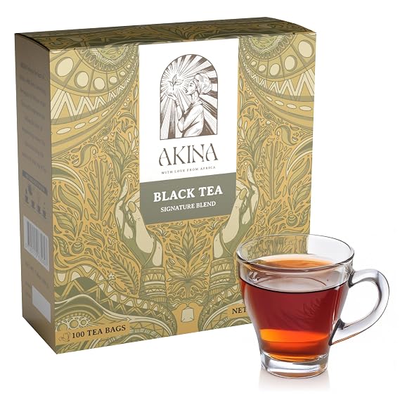 AKINA - Signature Blend Black Tea Bags, Individually Wrapped, Magic Fruity Range Classics, String and Tag Signature Kenyan Tea, Invigorating with Uplifting Aroma (Box of 100) (200g)
