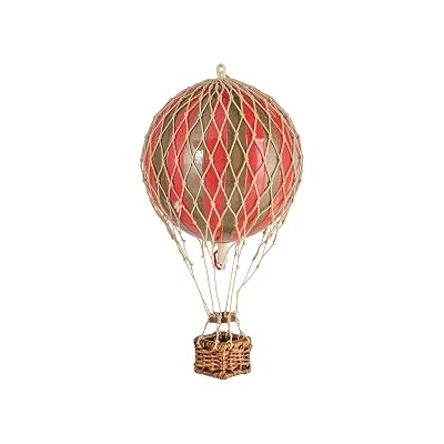 Authentic Models Holiday Hot Air Balloon Decoration 3.25, Gold and Red