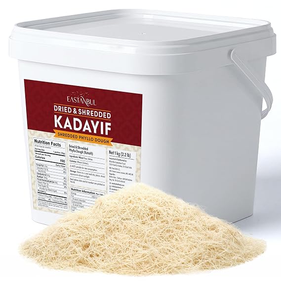 Eastanbul Bulk Dried & Shredded Kataifi, 2.2lb, Katifi, Kadayif, Shredded Fillo Dough, Pastry Dough, Ingredient for Viral Dubai Pistachio Chocolate Bar, Shredded Phyllo, Kunafa, Knafeh