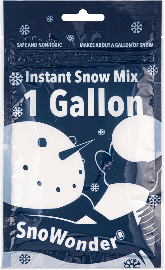 SNOWONDER Instant Snow Fake Artificial Snow, Also Great for Making Cloud Slime - Mix Makes 1 Gallons of Fake Snow