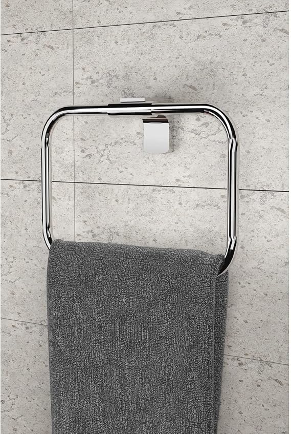 Alper Bathroom F1 Model Stainless Chrome Square Towel Hanger, Towel Holder, Towel Hanger with 5 Years Warranty