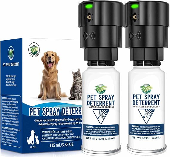 Pet Spray Deterrent System [2 Pack] Motion Activated Cat Deterrent Spray