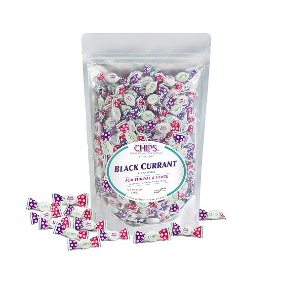 CHIPS Black Currant Italian Chewy Candy, Elderberry, 300 Ct, 14 oz Pouch