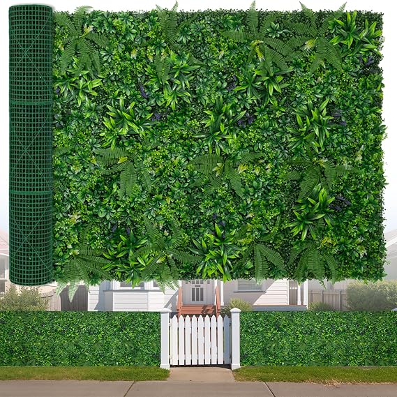 Artificial Boxwood Roll, 60x120 in(50 sqft) UV-Anti Faux Ivy Grass Wall Backdrop for Balcony Privacy, Fake Greenery Wall Decor for Garden, Patio, Backyard