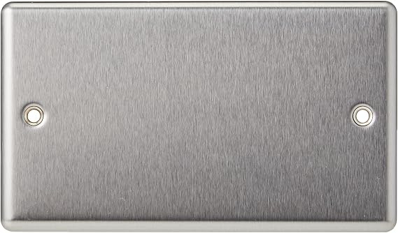 Knightsbridge CL86BC 2G Rounded Edge Brushed Chrome Blanking Plate, Silver