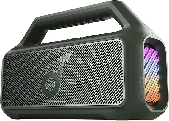 soundcore Anker Boom 2 Bluetooth Speaker, Outdoor Speaker with 80W, Subwoofer, BassUp 2.0, 24H Playtime, IPX7 Waterproof, Floatable, RGB Lights, Custom EQ, USB-C, Portable for Camping, Beach (Green)