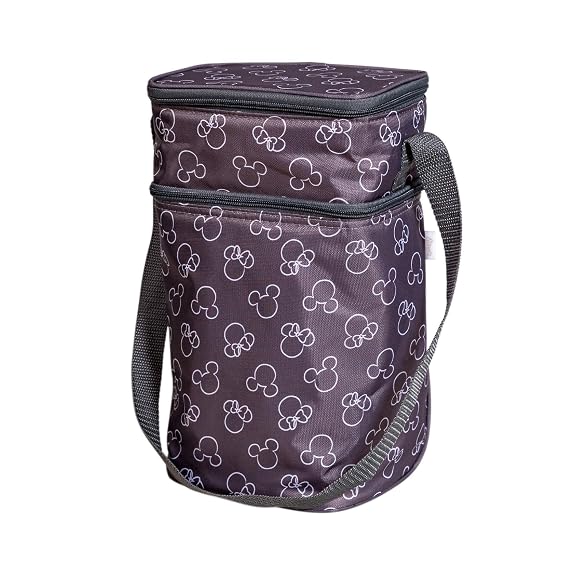 Disney Baby by J.L. Childress 6-Bottle Cooler Breastmilk Cooler, Day Care & Lunch Bag for Baby Food & Bottles, Mickey Minnie Grey