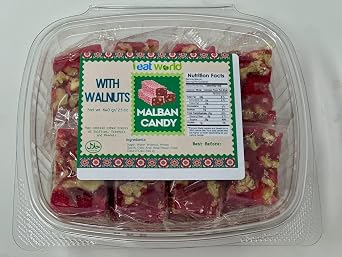IEATWORLD Premium Malban & Nougat Candy Assortment 12 Varieties of Nut & Fruit Flavors | Authentic Middle Eastern Halal Sweets, Perfect for Gifting & Snacking 640 Gr ( 23 Oz ) (640 Gr ( 23 Oz ), Walnuts)