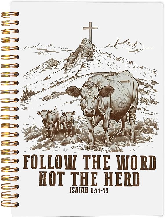 Christian Notebook Journal, Cow Notebook, Christian Gifts for Women, Bible Journal Notebooks for Note Taking, Bible Journaling Notebook, Prayer Notebook, Spiral Notebook 5.5x8.3 Inches