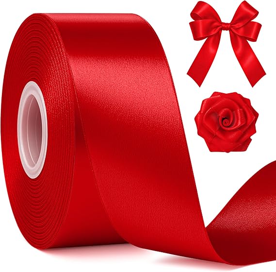 1 1/2 in 30 Yards Polyester Red Ribbon for Gift Wrapping Festival Decor