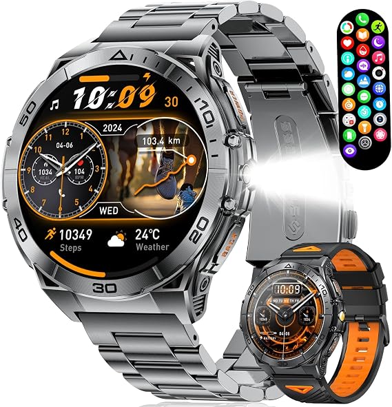 LIGE Smart Watch for Men,1.6" AMOLED Screen /600mAh Battery/5ATM Waterproof Smartwatches (Answer/Dial Calls) Fitness Tracker with Heart Rate/Sleep Tracking/Blood Oxygen for Android/iOS Black