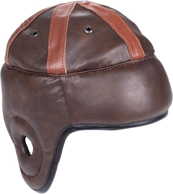 Vintage Leather Football Helmet - American Football Memorabilia & Mini Collector's Item for Display Cases, Museums, Fan Rooms, Man Caves - Authentic Leather Helmet, Leatherhead Style